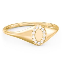 Women’s Oval Signet Ring with Accent Stones