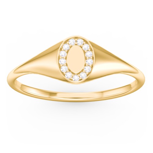 Women’s Oval Signet Ring with Accent Stones