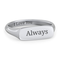 Women's Bar Signet Ring in 925 Sterling Silver