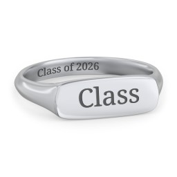 Women's Bar Signet Ring in 925 Sterling Silver