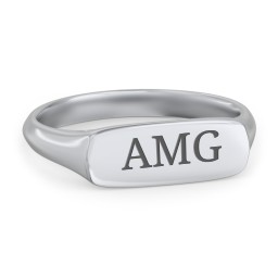 Women's Bar Signet Ring in 925 Sterling Silver