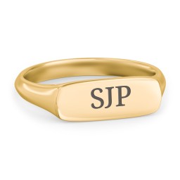 Women's Bar Signet Ring in 9K Solid Yellow Gold