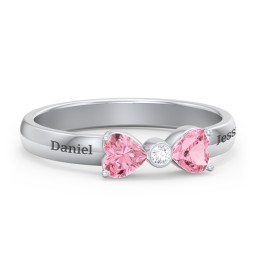 Birthstone Bow Ring with Bezeled Accent
