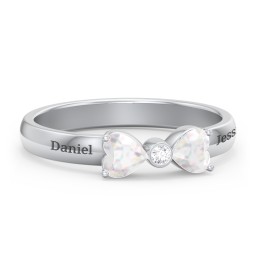 Birthstone Bow Ring with Bezeled Accent