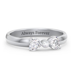 Birthstone Bow Ring with Bezeled Accent