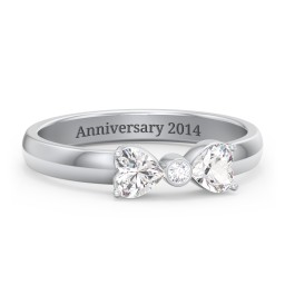 Birthstone Bow Ring with Bezeled Accent