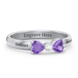 Birthstone Bow Ring with Bezeled Accent