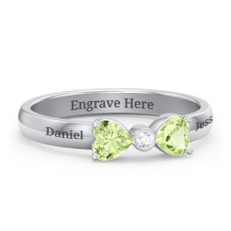 Birthstone Bow Ring with Bezeled Accent