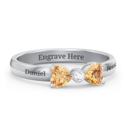 Birthstone Bow Ring with Bezeled Accent