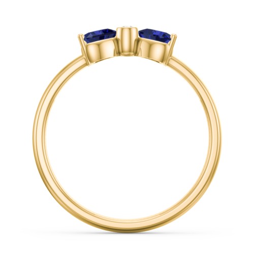 Birthstone Bow Ring with Bezeled Accent – 18K Gold Plated Silver with Blue Sapphire and White Premium Zirconia