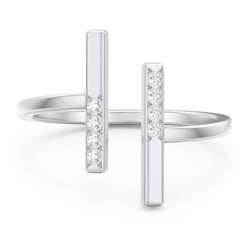 Double Bar Ring with Star Set Accents