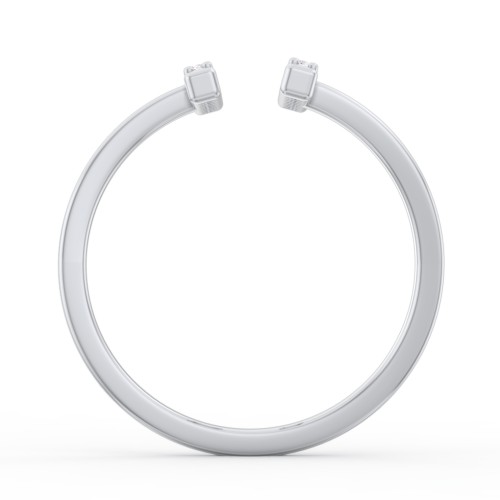 Double Bar Ring with Accents – Sterling Silver with White Premium Zirconia