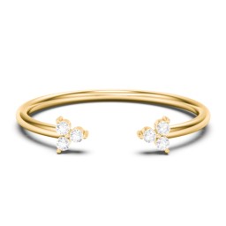 Open Cuff Ring with Accents in 18K Gold Plated Silver with White Premium Zirconia