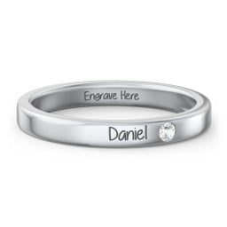 Stackable Birthstone Ring with Engraving
