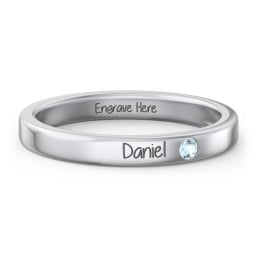 Stackable Birthstone Ring with Engraving