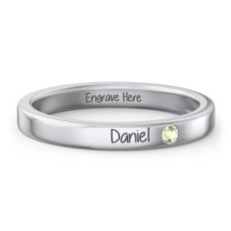 Stackable Birthstone Ring with Engraving