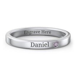 Stackable Birthstone Ring with Engraving