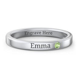 Stackable Birthstone Ring with Engraving
