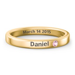 Stackable Birthstone Ring with Engraving