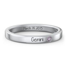 Stackable Birthstone Ring with Engraving