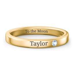 Stackable Birthstone Ring with Engraving