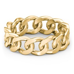 Wide Curb Link Chain Ring in 9K Solid Yellow Gold