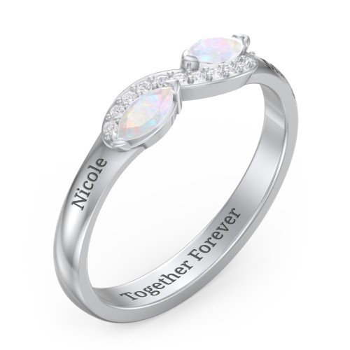 Infinity Marquise Ring with Accents – Sterling Silver with Opal and White Premium Zirconia