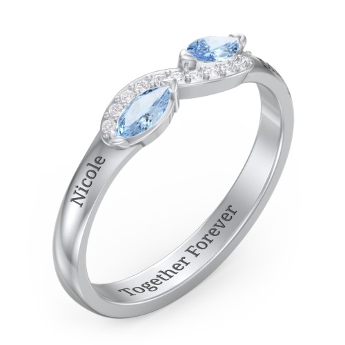 Infinity Marquise Ring with Accents – Sterling Silver with Blue Topaz and White Premium Zirconia