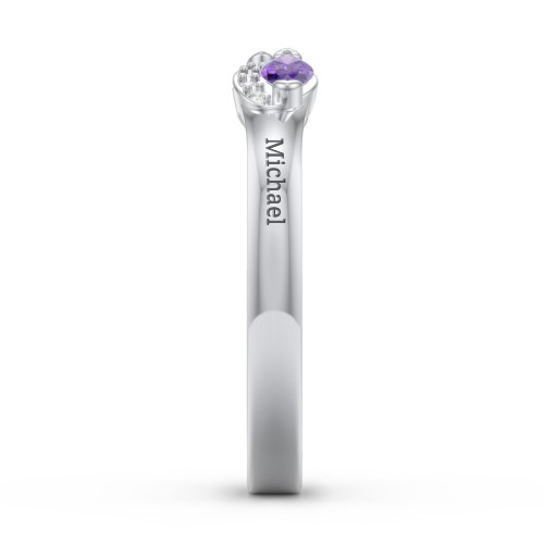 Infinity Marquise Ring with Accents – Sterling Silver with Aquamarine, Amethyst, and White Premium Zirconia