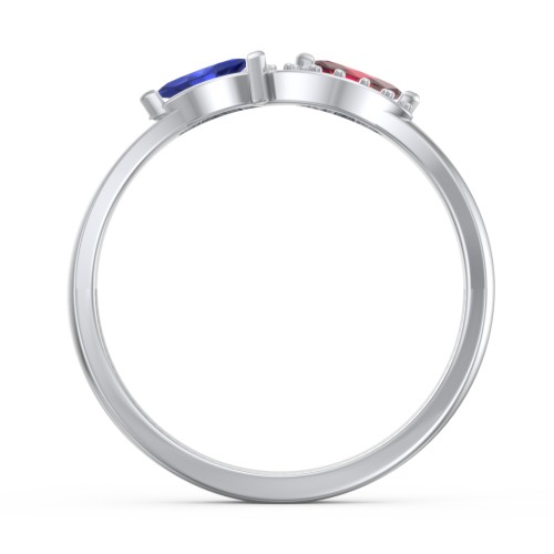 Infinity Marquise Ring with Accents – Sterling Silver with Blue Sapphire, Garnet, and White Premium Zirconia