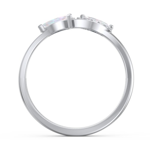 Infinity Marquise Ring with Accents – Sterling Silver with Opal and White Premium Zirconia