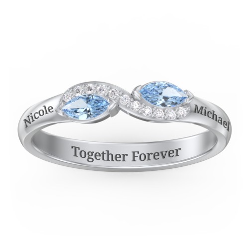 Infinity Marquise Ring with Accents – Sterling Silver with Blue Topaz and White Premium Zirconia