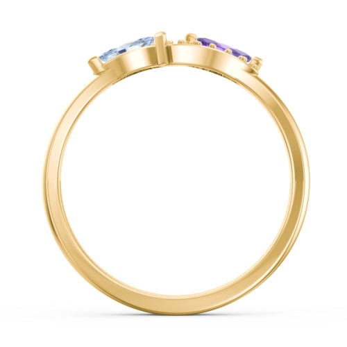 Infinity Marquise Ring with Accents – 9kt Yellow Gold with Aquamarine, Amethyst, and White Premium Zirconia