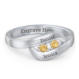 Swirl Double Birthstone Ring