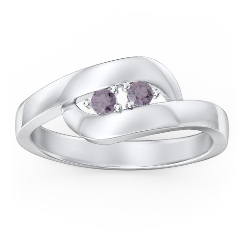 Swirl Double Birthstone Ring – Sterling Silver with Alexandrite