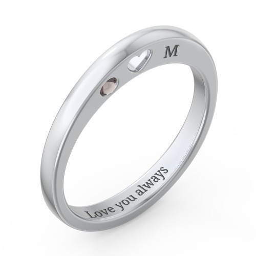 Peekaboo Birthstone Ring with Heart Cut Out