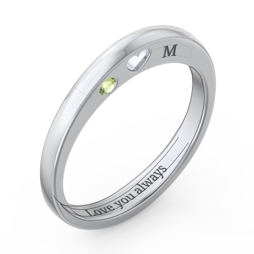 Peekaboo Birthstone Ring with Heart Cut Out
