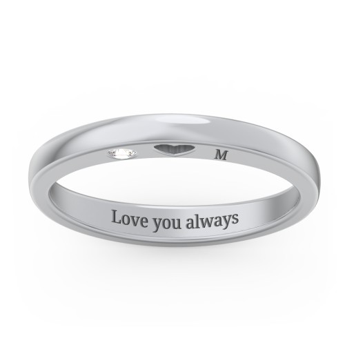 Peekaboo Birthstone Ring with Heart Cut Out – Sterling Silver with Cubic Zirconia