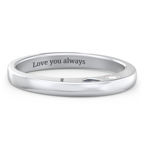 Peekaboo Birthstone Ring with Heart Cut Out – Sterling Silver with Cubic Zirconia