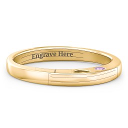 Peekaboo Birthstone Ring with Heart Cut Out in 18K Gold Plated Silver with Amethyst
