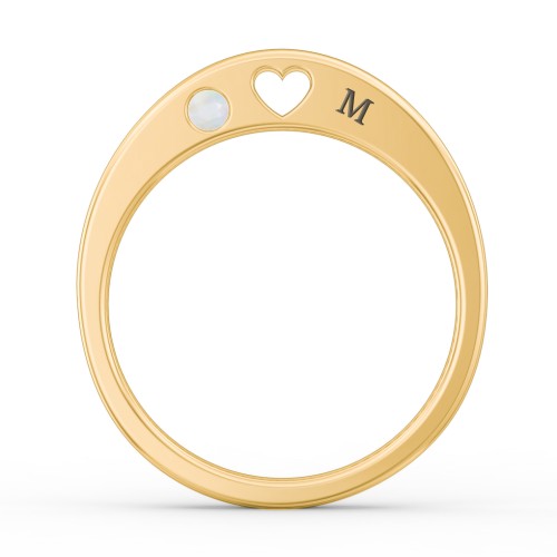 Peekaboo Birthstone Ring with Heart Cut Out – 18K Gold Plated Silver with Opal