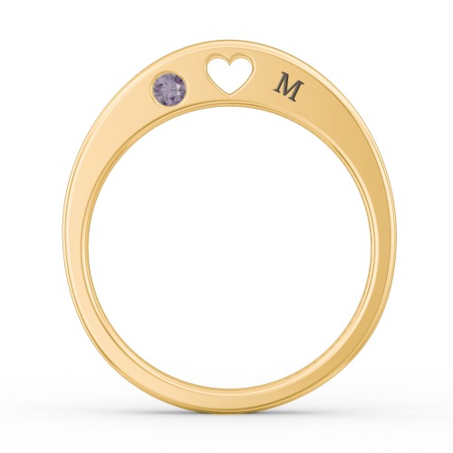 Peekaboo Birthstone Ring with Heart Cut Out – 18K Gold Plated Silver with Alexandrite