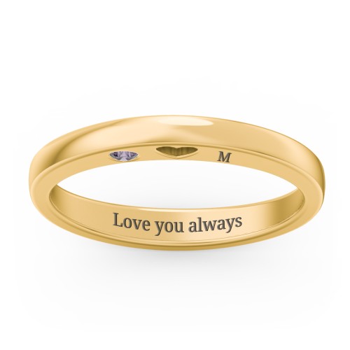 Peekaboo Birthstone Ring with Heart Cut Out – 18K Gold Plated Silver with Alexandrite