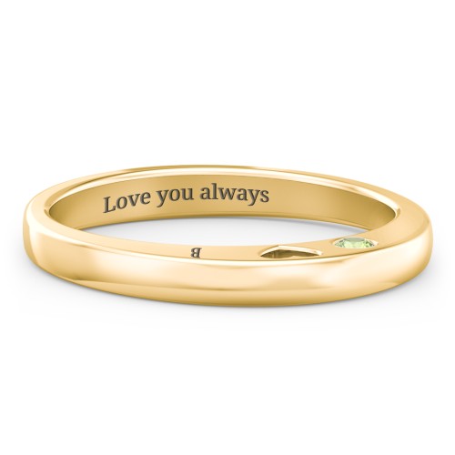 Peekaboo Birthstone Ring with Heart Cut Out – 18K Gold Plated Silver with Peridot