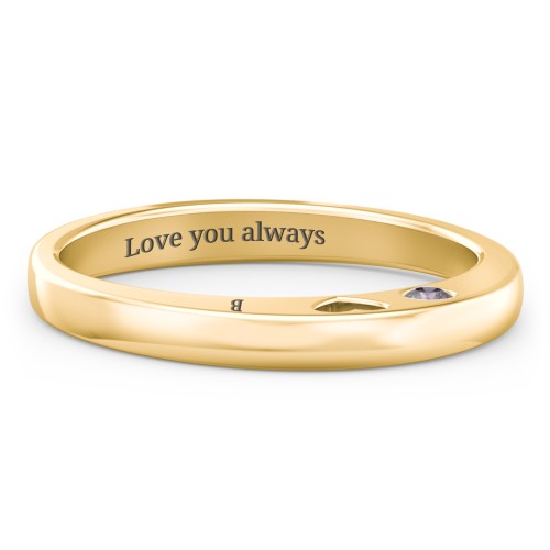 Peekaboo Birthstone Ring with Heart Cut Out – 18K Gold Plated Silver with Alexandrite