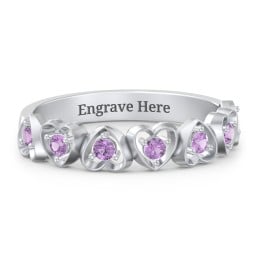 Multi-Heart Ring with Birthstones