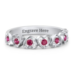 Multi-Heart Ring with Birthstones