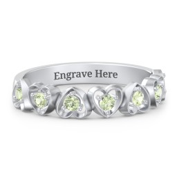 Multi-Heart Ring with Birthstones