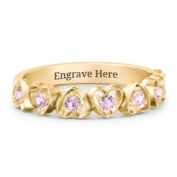 Multi-Heart Ring with Birthstones