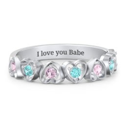Multi-Heart Ring with Birthstones